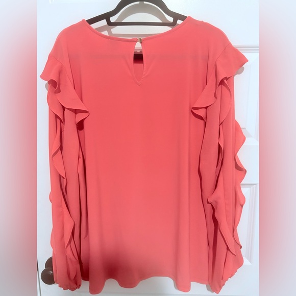 NWT Anne Klein Coral Pink Top with Ruffled Sleeves Size XL - Picture 2 of 6